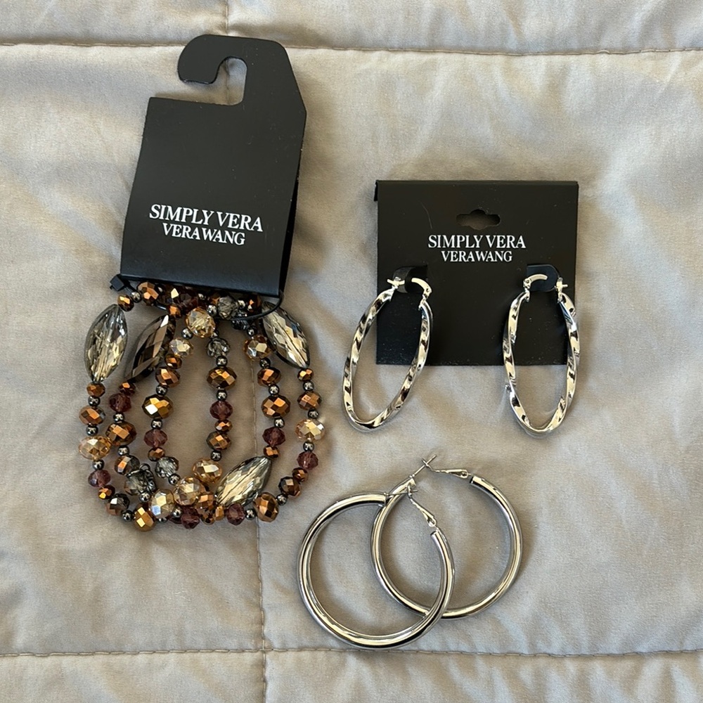 3 piece set Simply Vera Vera Wang Silver and Brown Bracelet Collection